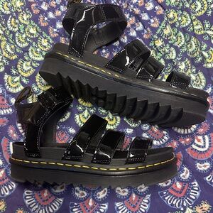 Dr. Martens Black Patent Leather Sandals